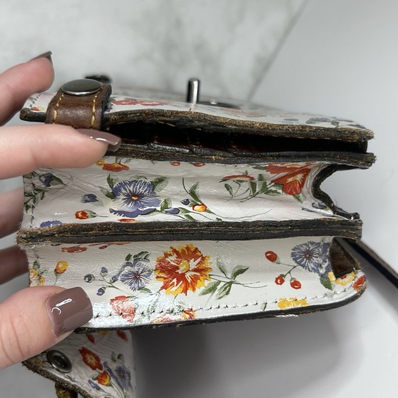 Patricia‎ Nash Floral Leather Crossbody Bag Suede Multiple Compartments - Picture 9 of 12